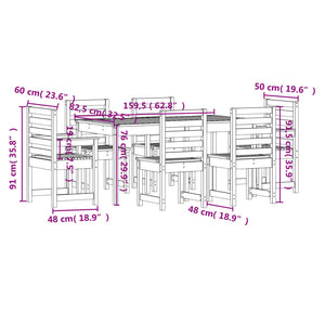 Matgrupp för trädgården 7 delar massiv furu