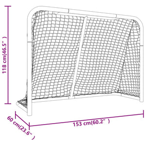 Hockeymål med nät röd & vit 153x60x118 cm stål & polyester