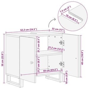 Badrumsskåp 62x33x58 cm massivt återvunnet och konstruerat trä
