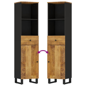 Badrumsskåp 38x33x160 cm massivt mangoträ