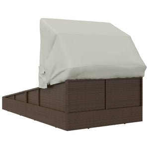 Solsäng med hopfällbart tak brun 200x114x128 cm konstrotting