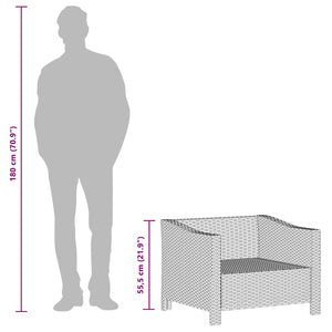 Trädgårdsfåtölj med dyna grå polyrotting