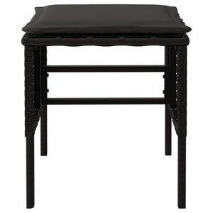 Fotpall för trädgården med dynor 4 st svart konstrotting