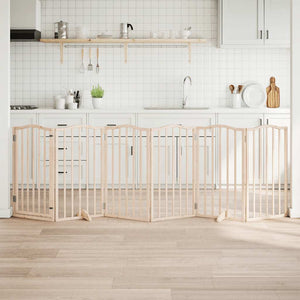 Hundgrind med dörr vikbar 6 paneler 300 cm poppelträ