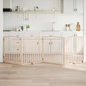 Hundgrind med dörr vikbar 4 paneler 320 cm poppel