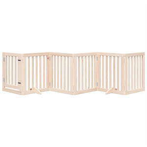 Hundgrind med dörr vikbar 6 paneler 300 cm poppelträ