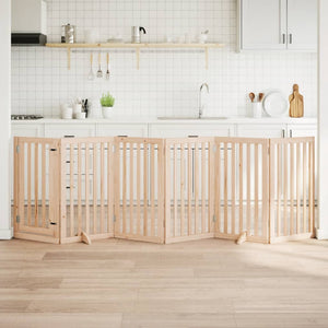 Hundgrind med dörr vikbar 6 paneler 300 cm poppelträ