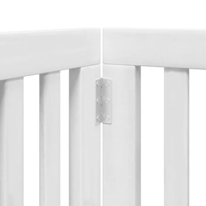 Hundgrind med dörr vikbar 6 paneler vit 300 cm poppel