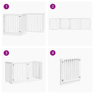 Hundgrind med dörr vikbar 4 paneler vit 320 cm poppel