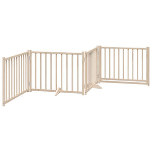 Hundgrind med dörr vikbar 4 paneler 320 cm massivt granträ