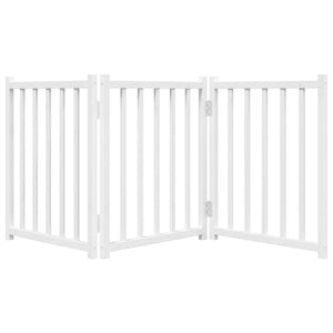 Hundgrind hopfällbar 3 paneler vit 150 cm massivt granträ