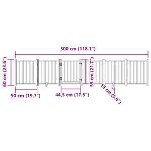 Hundgrind med dörr vikbar 6 paneler svart 300cm massivt granträ