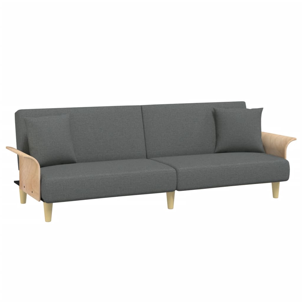 Bäddsoffa med armstöd mörkgrå tyg