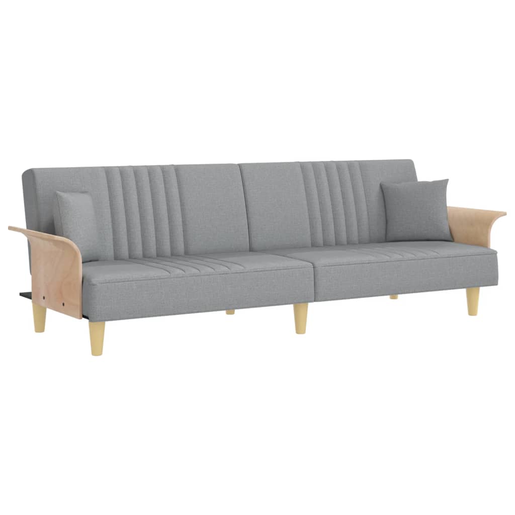 Bäddsoffa med armstöd ljusgrå tyg
