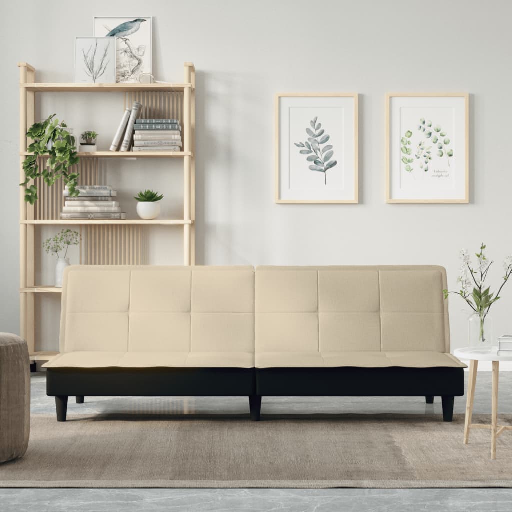Bäddsoffa gräddvit tyg