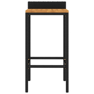 Barstolar 2 st svart konstrotting och massivt akaciaträ