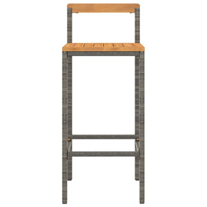 Barstolar 4 st grå konstrotting och massivt akaciaträ