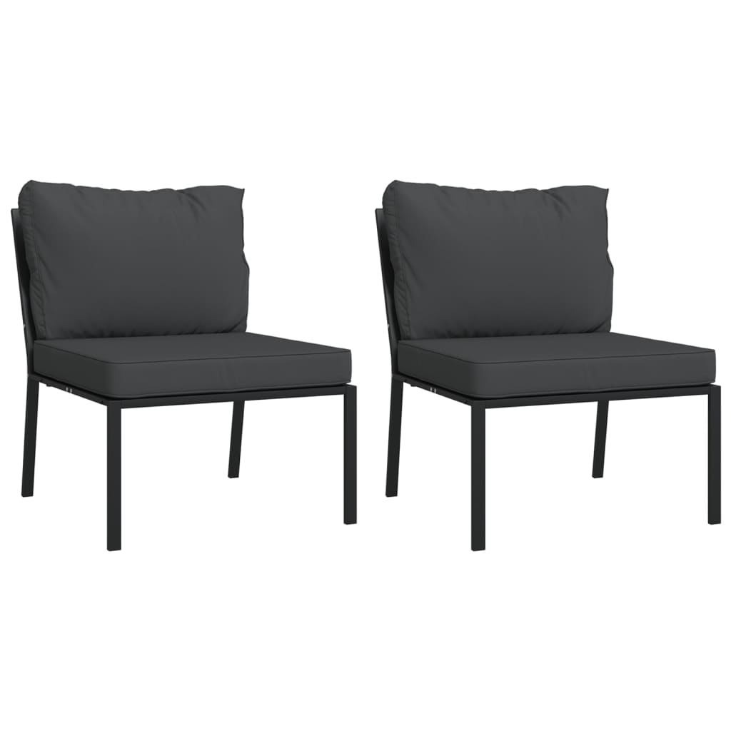 Trädgårdsstolar med grå dynor 2 st 60x74x79 cm stål