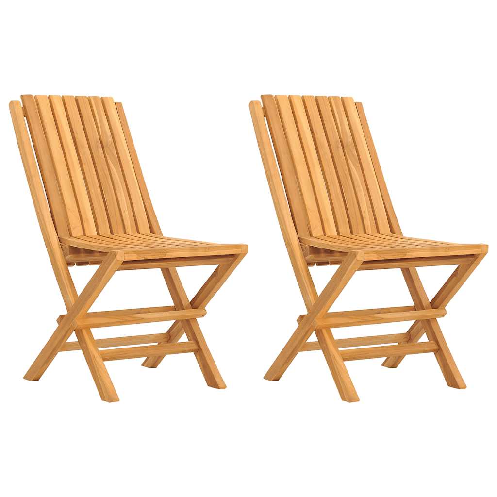 Hopfällbara stolar 2 st 47x47x89 cm massivt trä i teak