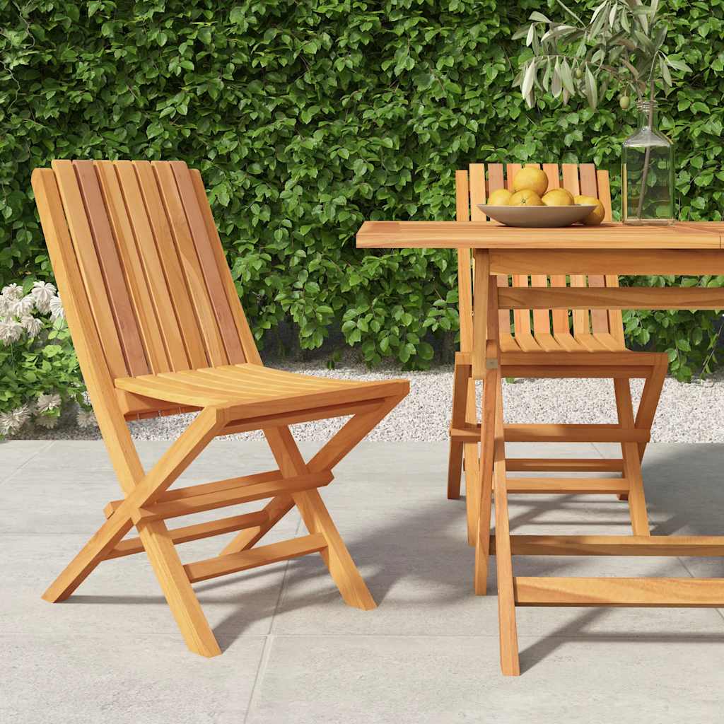 Hopfällbara stolar 2 st 47x47x89 cm massivt trä i teak