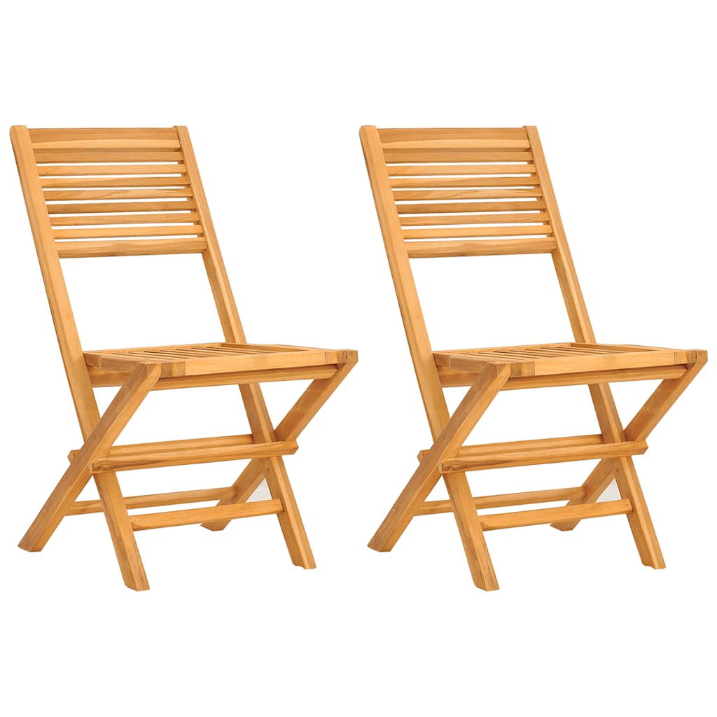Hopfällbara stolar 2 st 47x62x90 cm massivt trä i teak