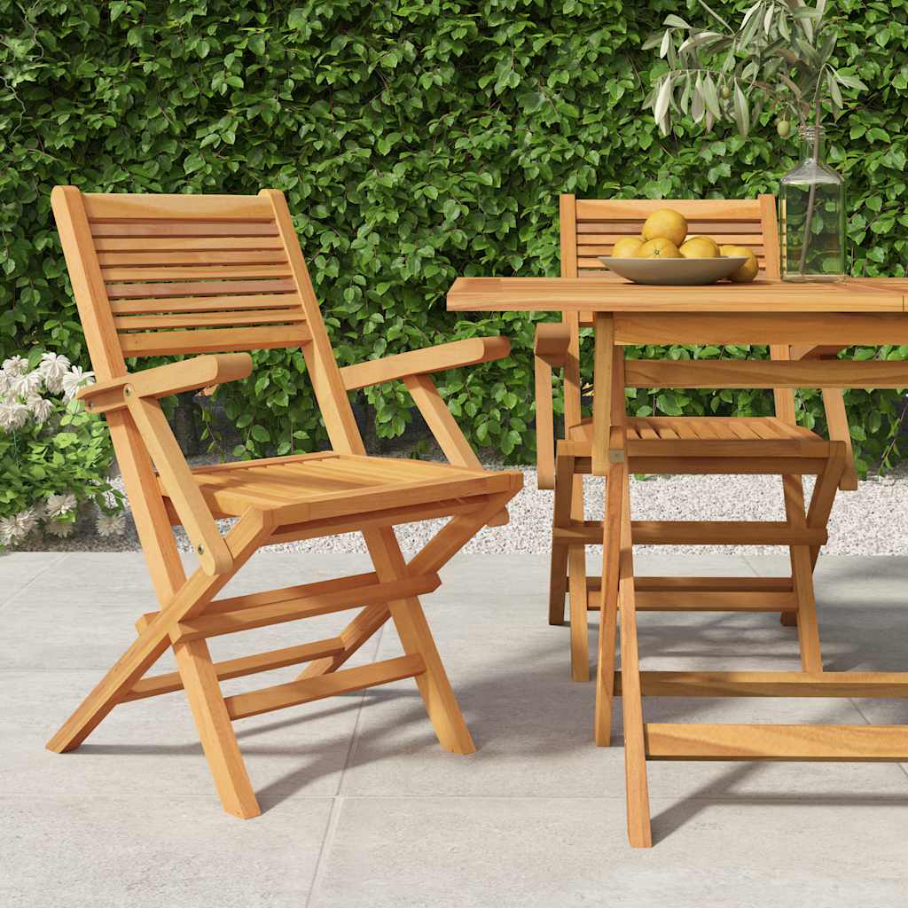 Hopfällbara stolar 2 st 55x62x90 cm massivt trä i teak