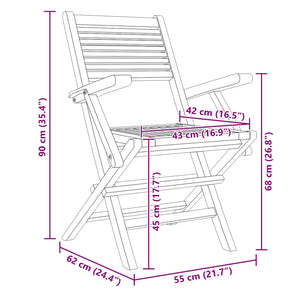 Hopfällbara trädgårdsstolar 6 st 55x62x90 cm massiv teak