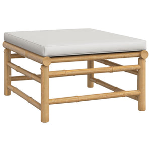 Loungegrupp för trädgården 4 delar ljusgråa dynor bambu