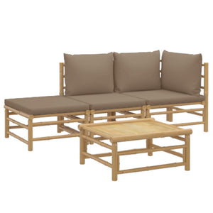 Loungegrupp 4 delar taupe dynor bambu