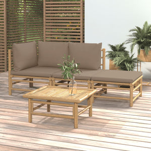 Loungegrupp 4 delar taupe dynor bambu