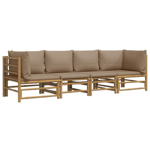 Loungegrupp 4 delar taupe dynor bambu