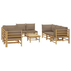 Loungegrupp 9 delar taupe dynor bambu