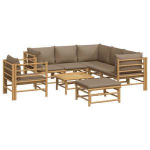 Loungegrupp 8 delar taupe dynor bambu