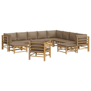 Loungegrupp 12 delar taupe dynor bambu