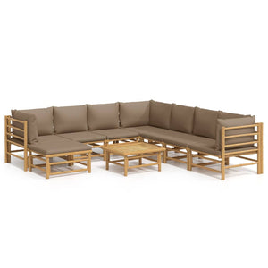 Loungegrupp 9 delar taupe dynor bambu