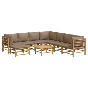 Loungegrupp 9 delar taupe dynor bambu