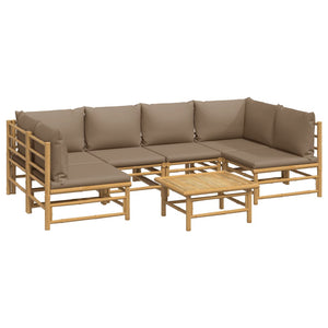 Loungegrupp 7 delar taupe dynor bambu
