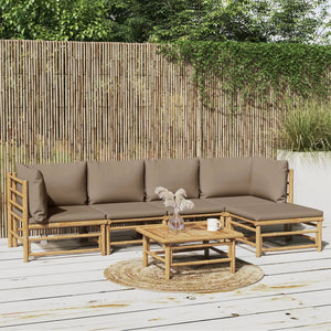 Loungegrupp 6 delar taupe dynor bambu