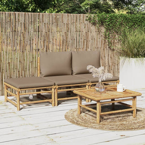Loungegrupp 4 delar taupe dynor bambu