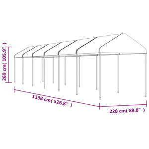 Paviljong med tak vit 13,38x2,28x2,69 m polyeten
