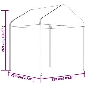 Paviljong med tak vit 13,38x2,28x2,69 m polyeten