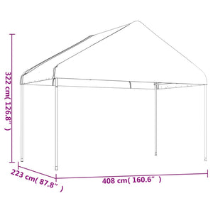 Paviljong med tak vit 20,07x4,08x3,22 m polyeten