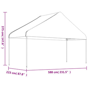 Paviljong med tak vit 11,15x5,88x3,75 m polyeten