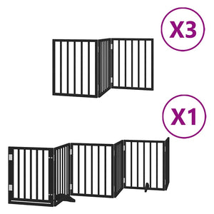 Hundgrind med dörr vikbar 15 paneler svart 750 cm poppel