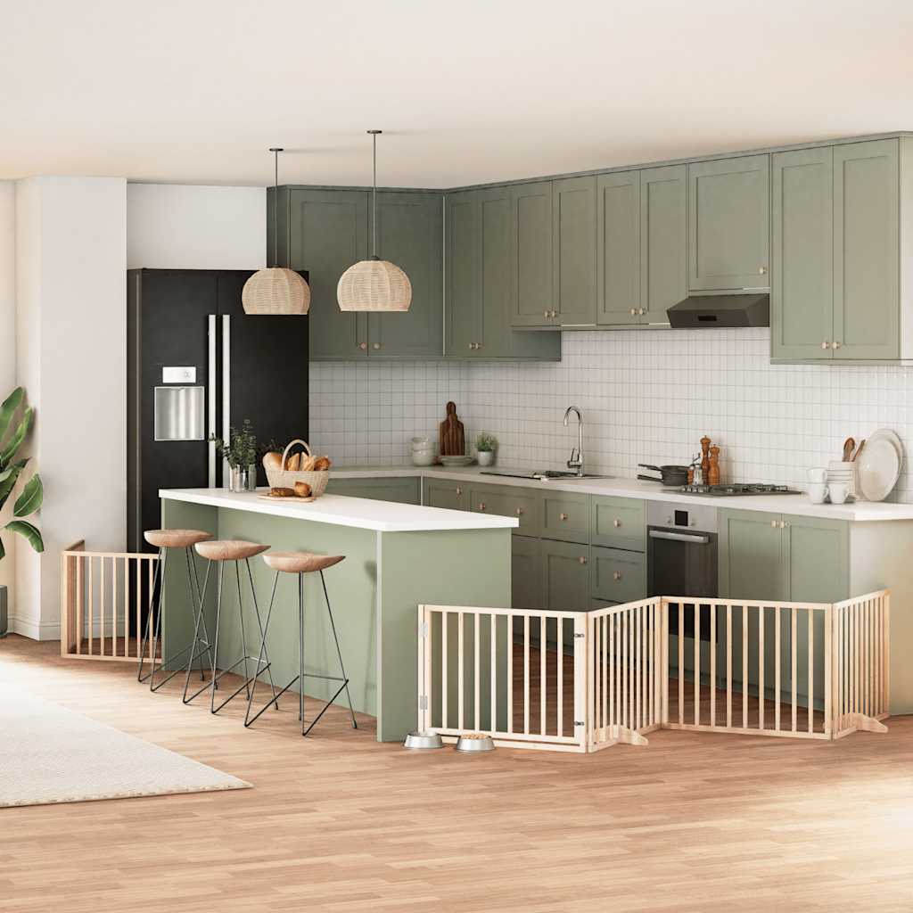 Hundgrind med dörr vikbar 6 paneler 480 cm poppel