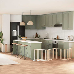 Hundgrind med dörr vikbar 6 paneler 480 cm poppel