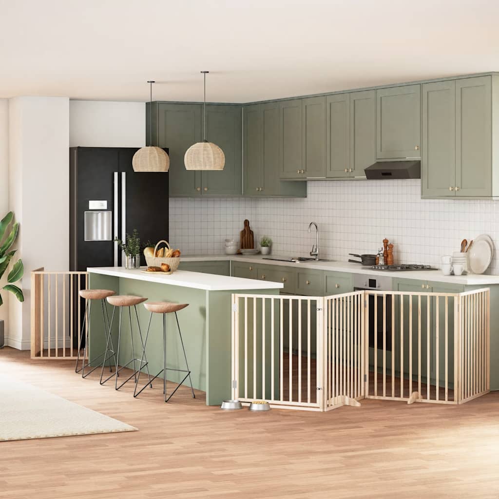 Hundgrind med dörr vikbar 8 paneler 640 cm poppel