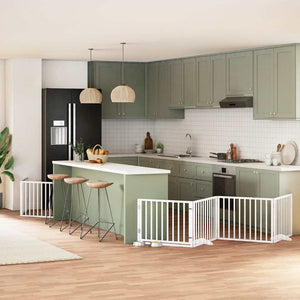 Hundgrind med dörr vikbar 12 paneler vit 960 cm poppel