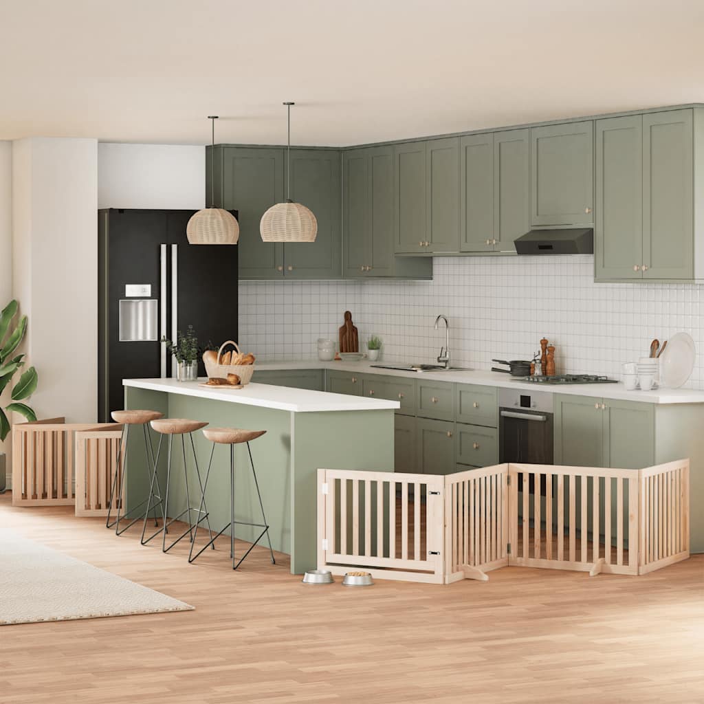 Hundgrind med dörr vikbar 12 paneler 960 cm poppel