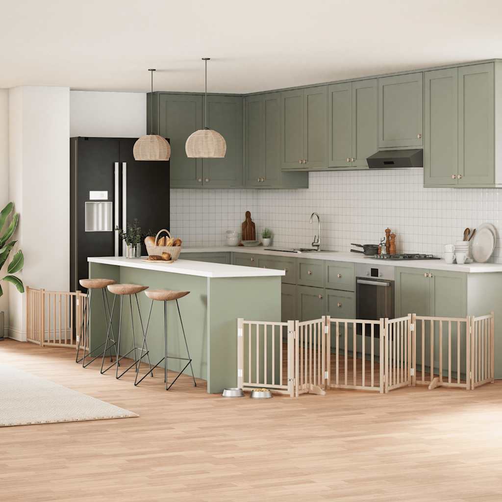 Hundgrind med dörr vikbar 9 paneler 450 cm poppel